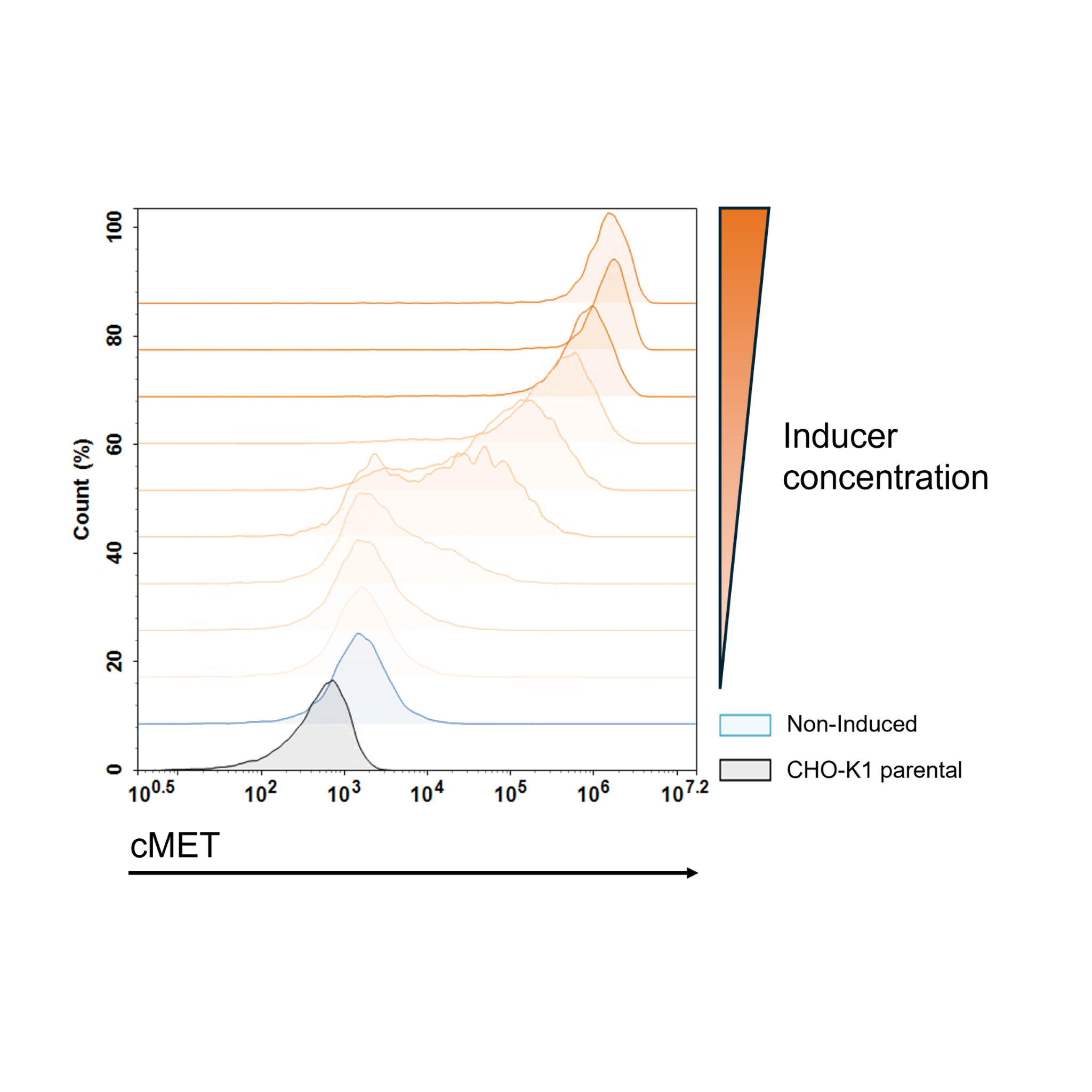 Graph showing cMET expression with inducer concentration on a white background