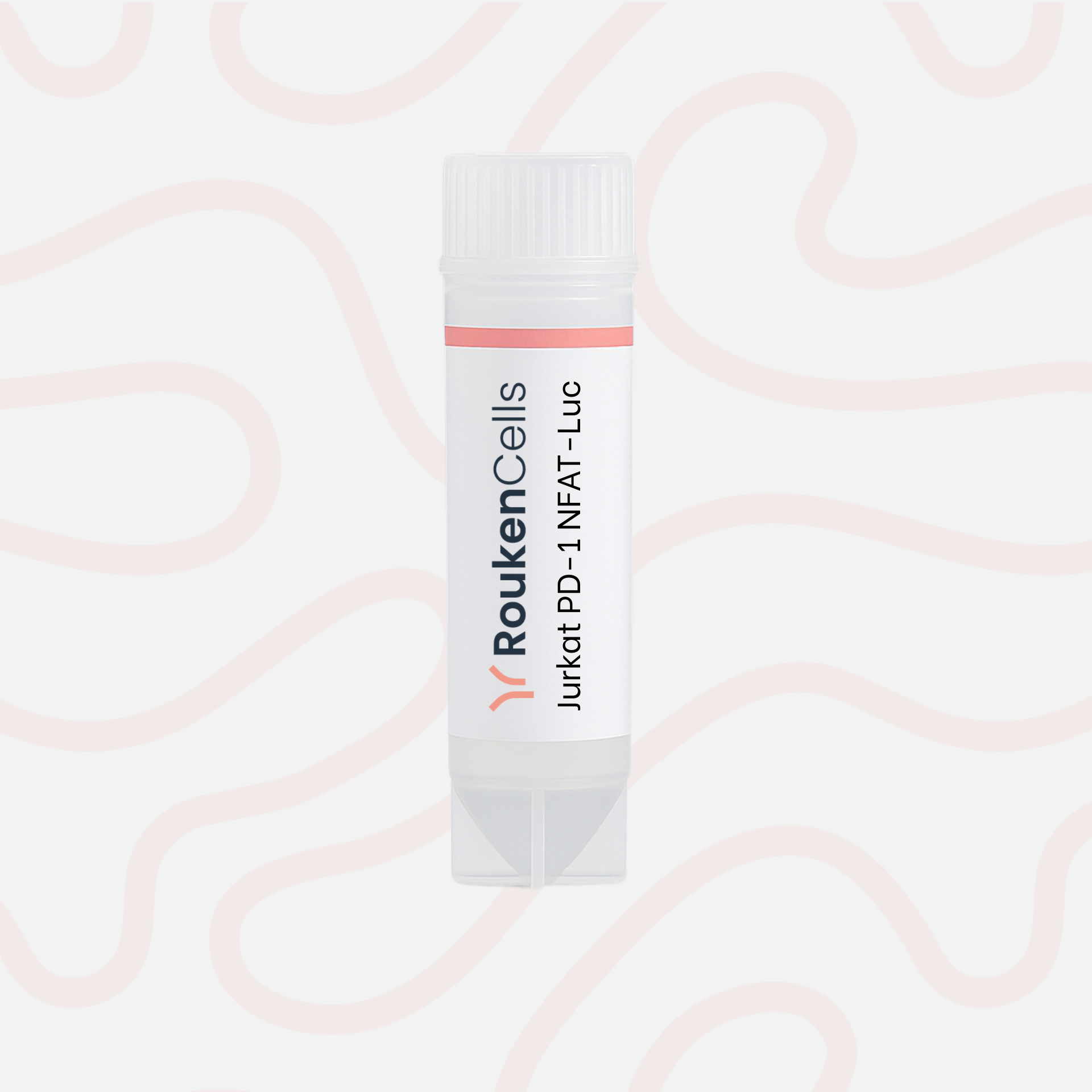 White container with text on a light pink background